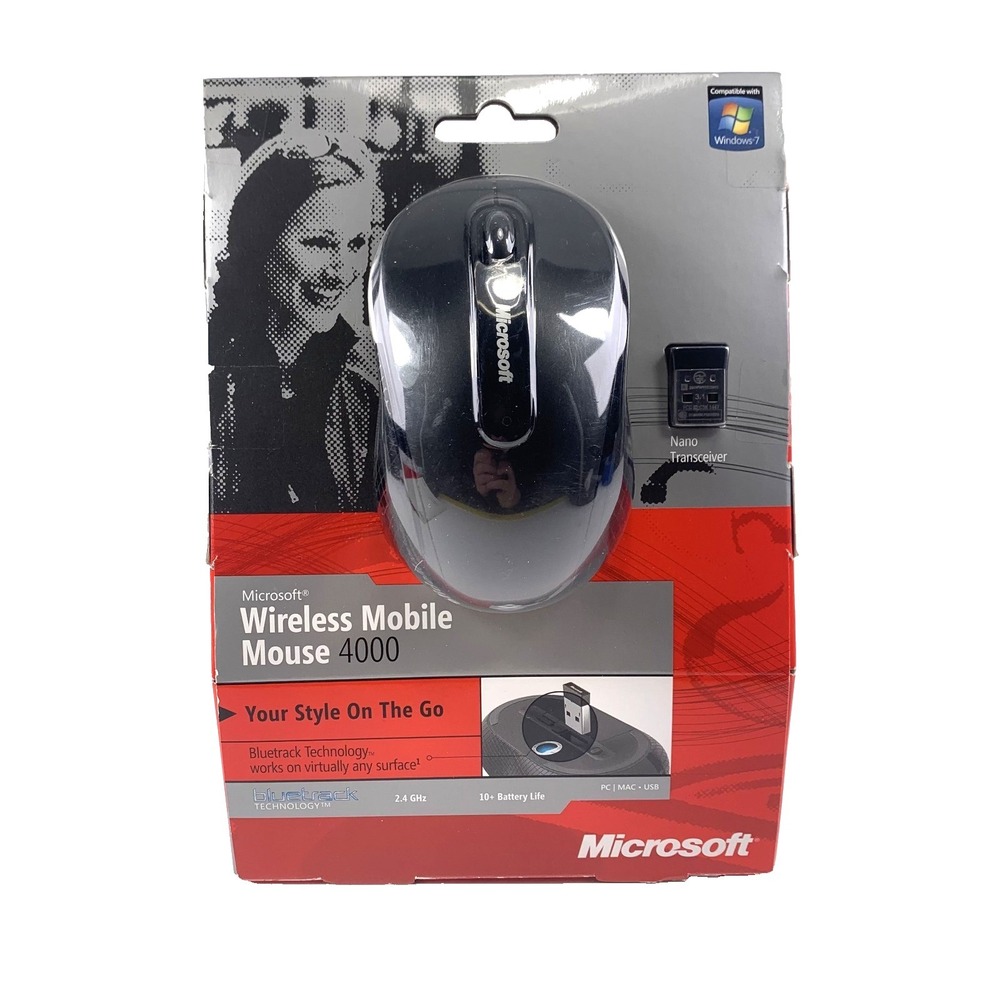 Microsoft Mobile 4000 Wireless Blue-Track Mouse Black  Scroll 1383 1447